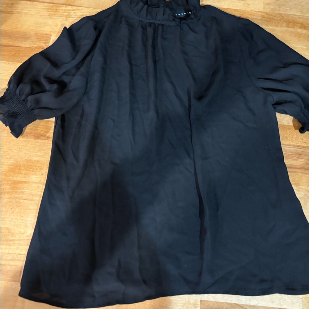 Premise Black Blouse with Puff Sleeves - small